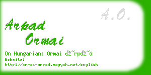 arpad ormai business card